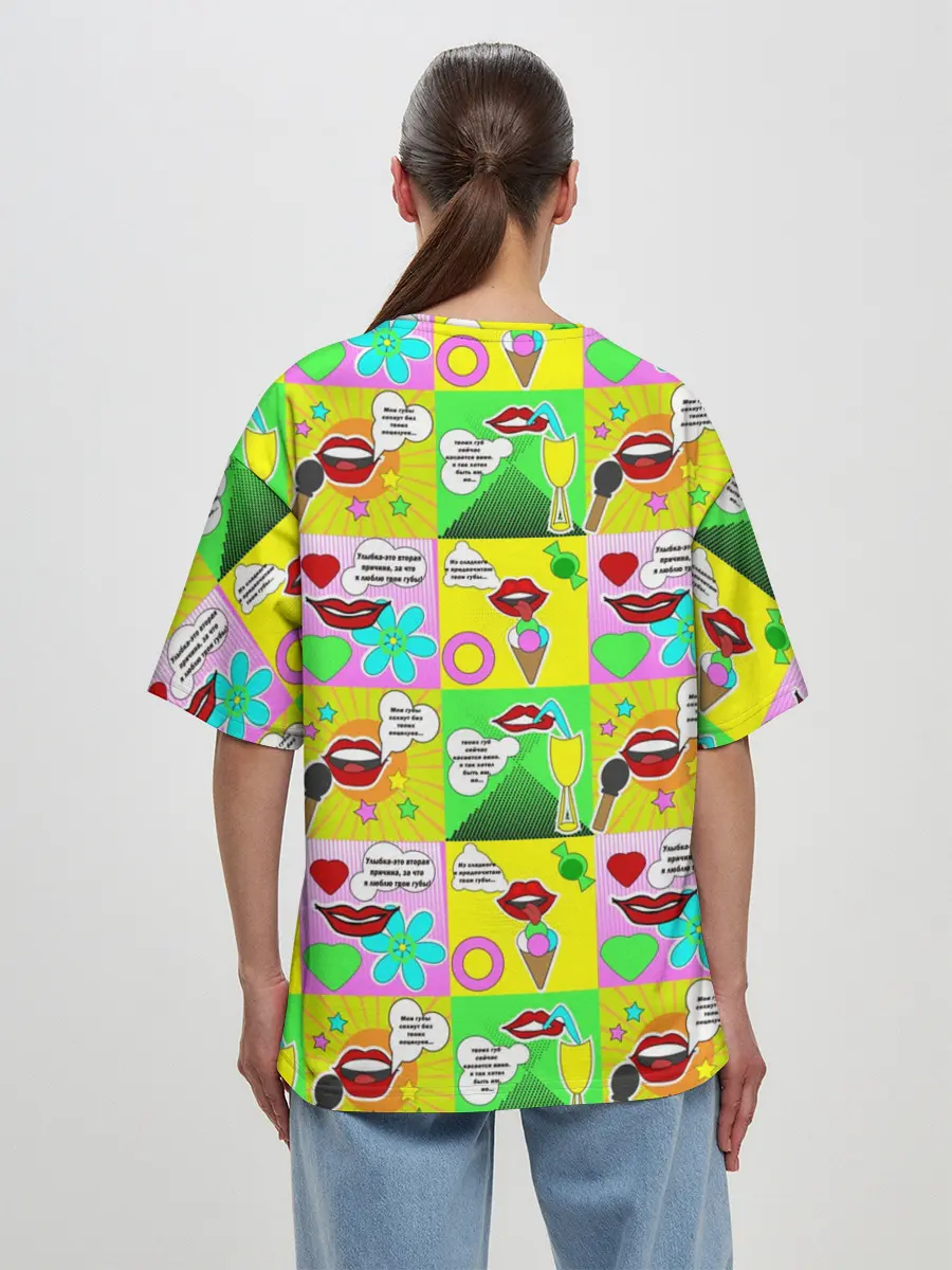 Женская футболка оверсайз / Поэзия губ