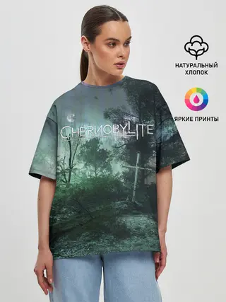 Женская футболка оверсайз / Chernobylite игровой арт