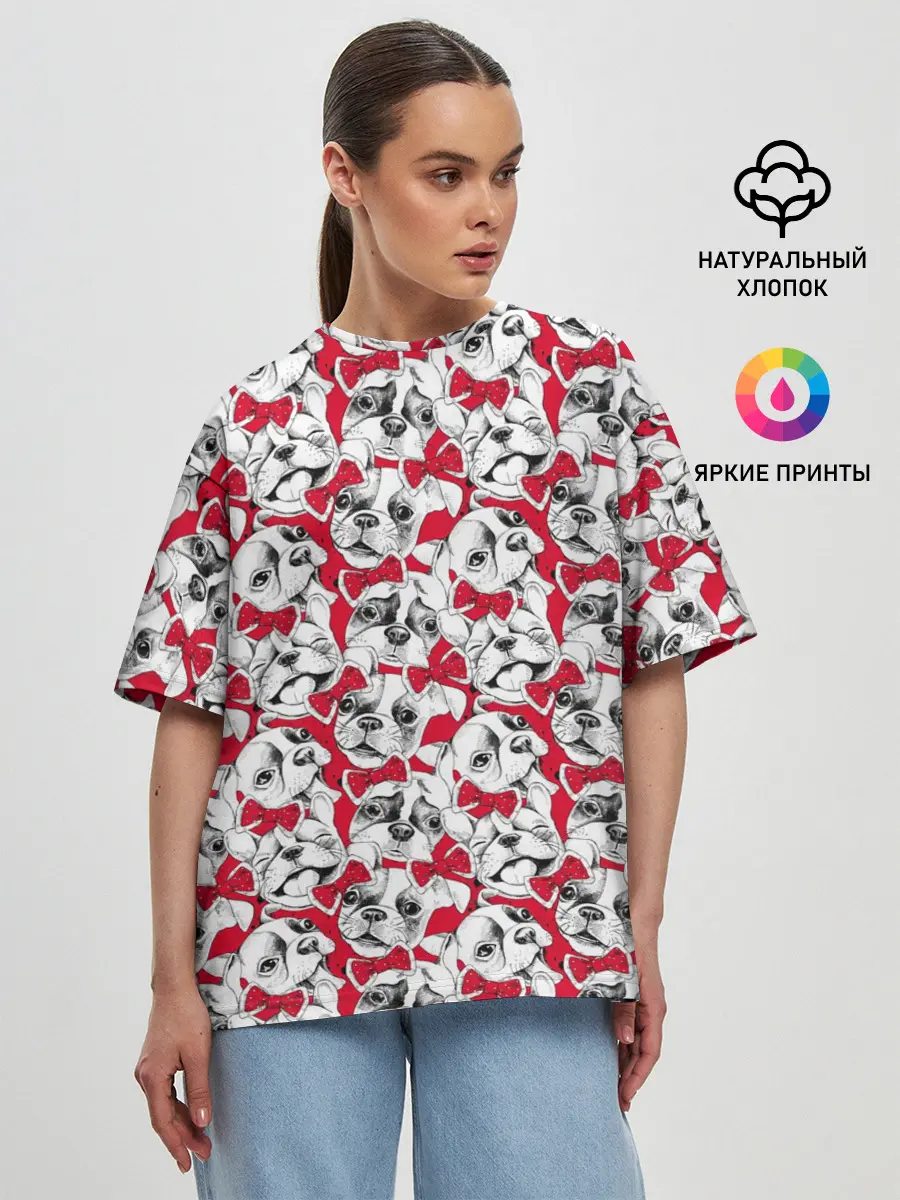 Женская футболка оверсайз / Французский Бульдог