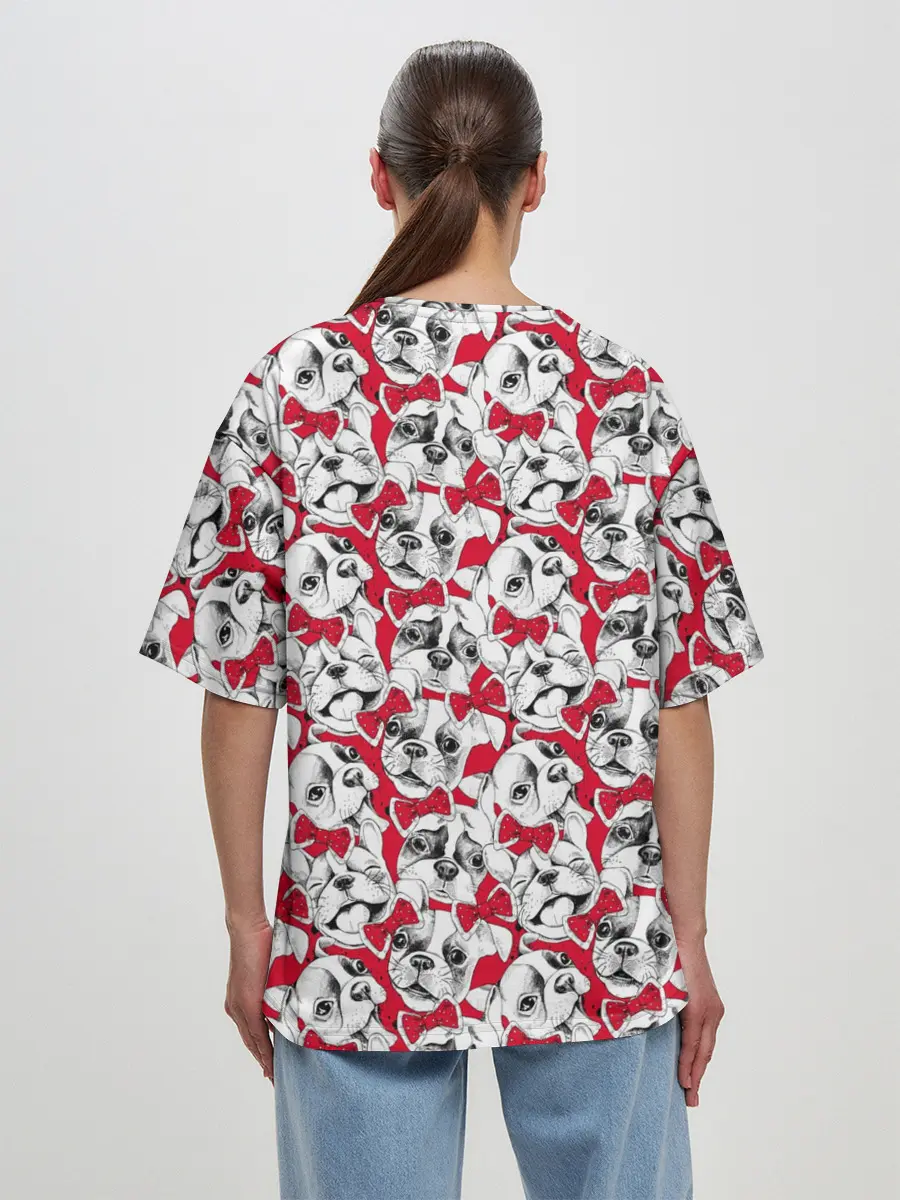 Женская футболка оверсайз / Французский Бульдог