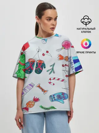 Женская футболка оверсайз / шарики фонарики