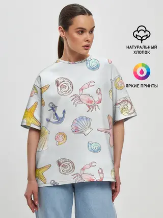 Женская футболка оверсайз / морские ляльки