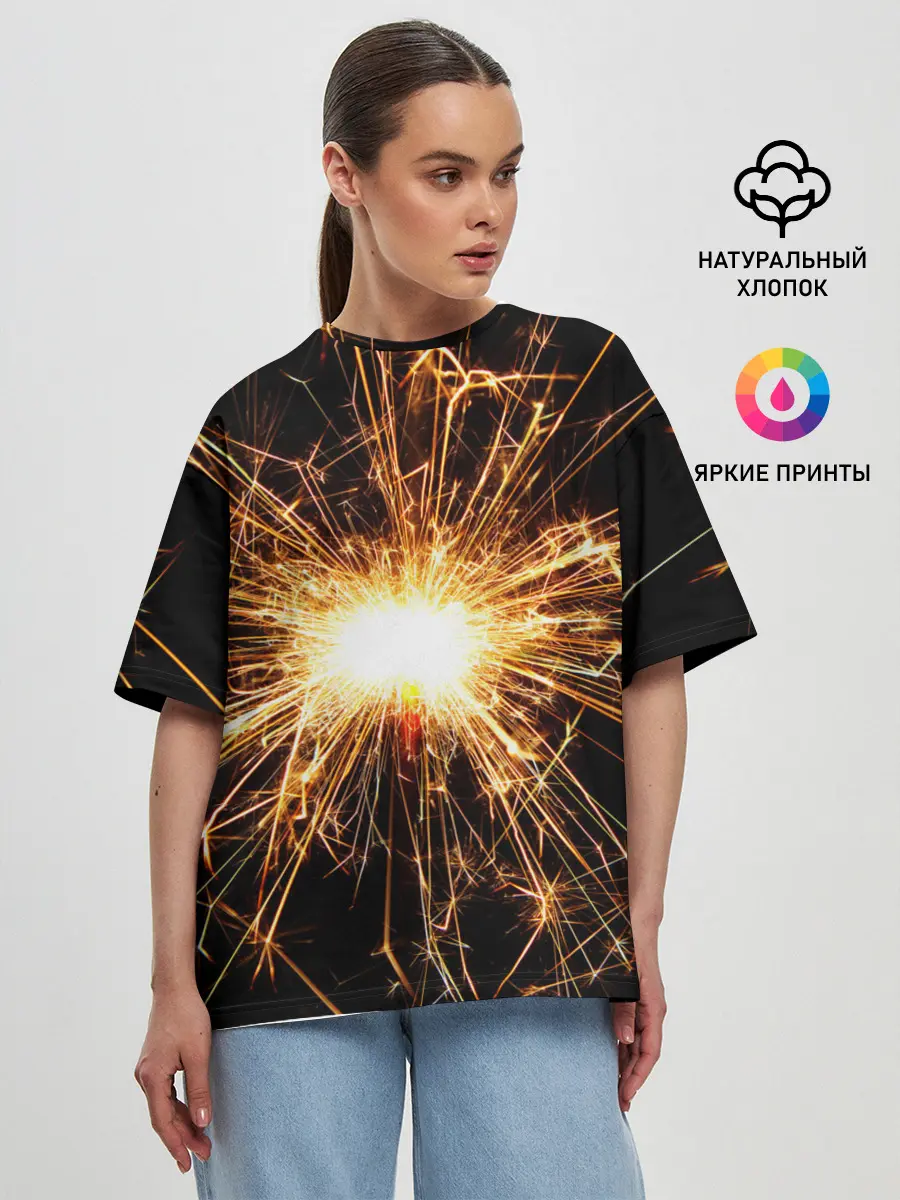 Женская футболка оверсайз / фейерверк души