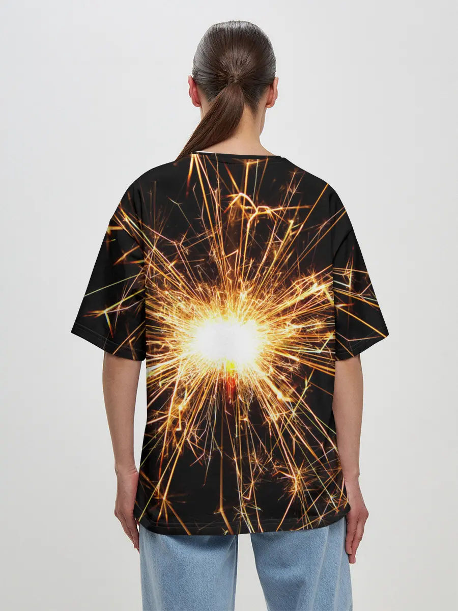 Женская футболка оверсайз / фейерверк души