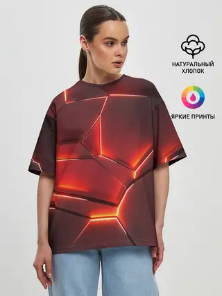 Женская футболка оверсайз / ПЛИТЫ НА НЕОНЕ
