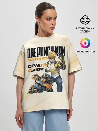Женская футболка оверсайз / Генос киборг One Punch-Man