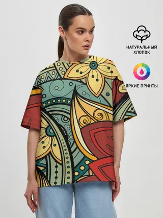Женская футболка оверсайз / ЯрКие ЦветЫ