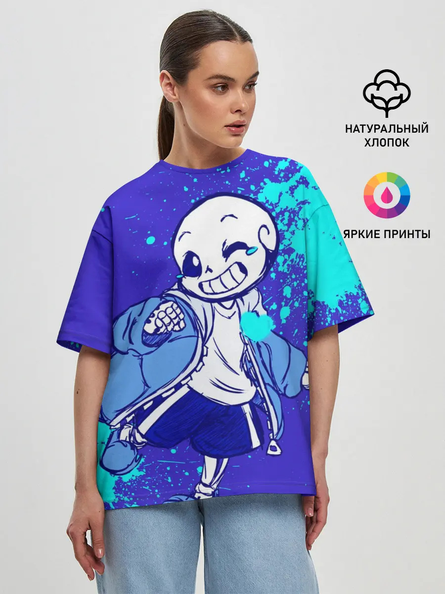 Женская футболка оверсайз / UNDERTALE SANS BLUE