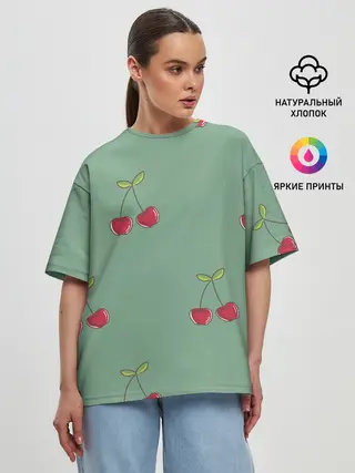 Женская футболка оверсайз / КраСная Вишня