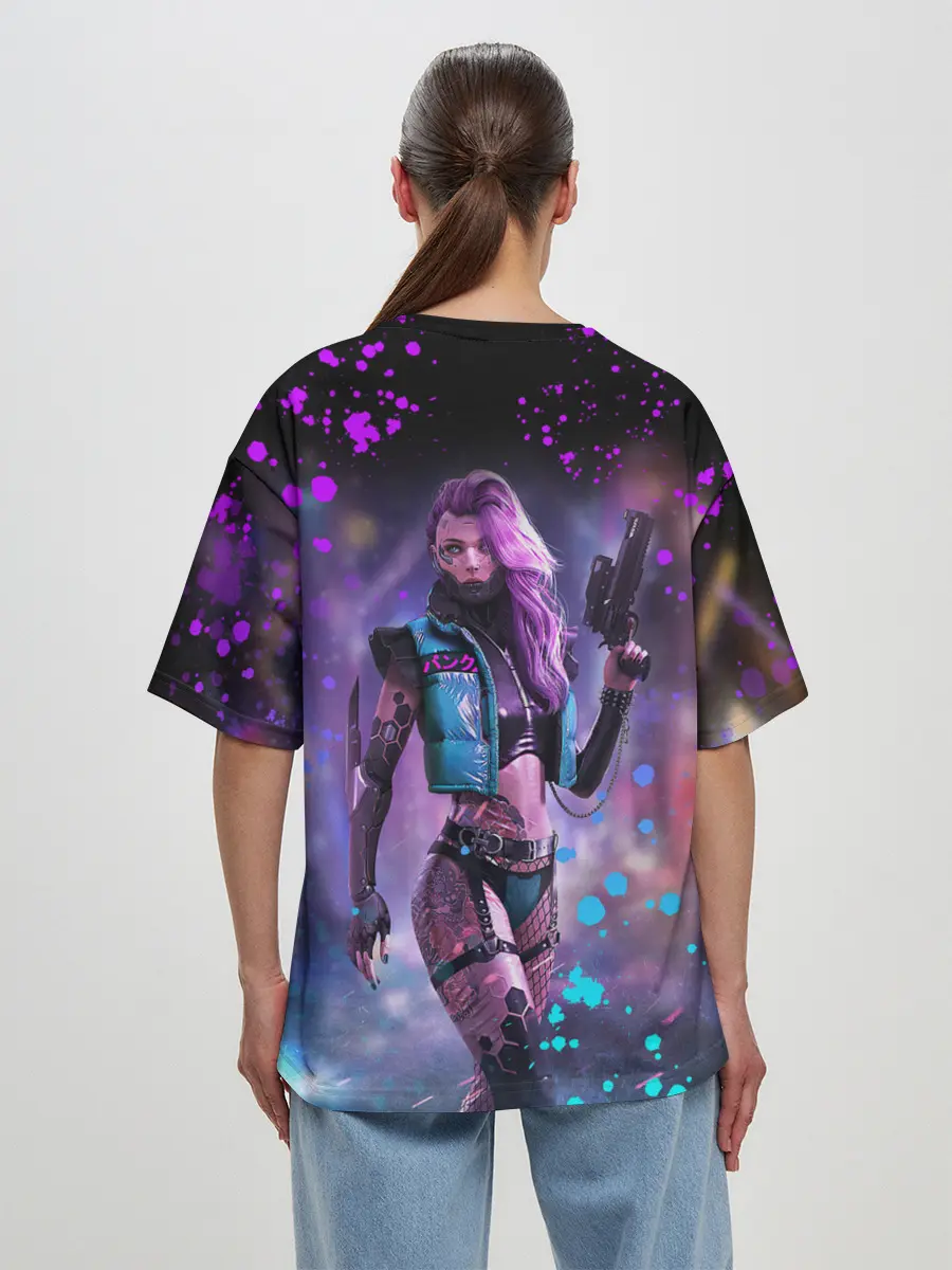 Женская футболка оверсайз / CYBERPUNK 2077 NEON | КИБЕРПАНК НЕОН