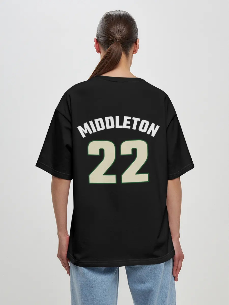 Женская футболка оверсайз / Milwaukee Bucks форма. Крис Миддлтон