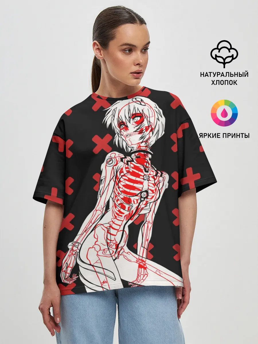 Женская футболка оверсайз / Ева 00 Аянами Рей в X Ray