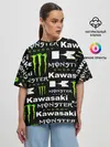 Женская футболка оверсайз / KAWASAKI X MONSTER ENERGY