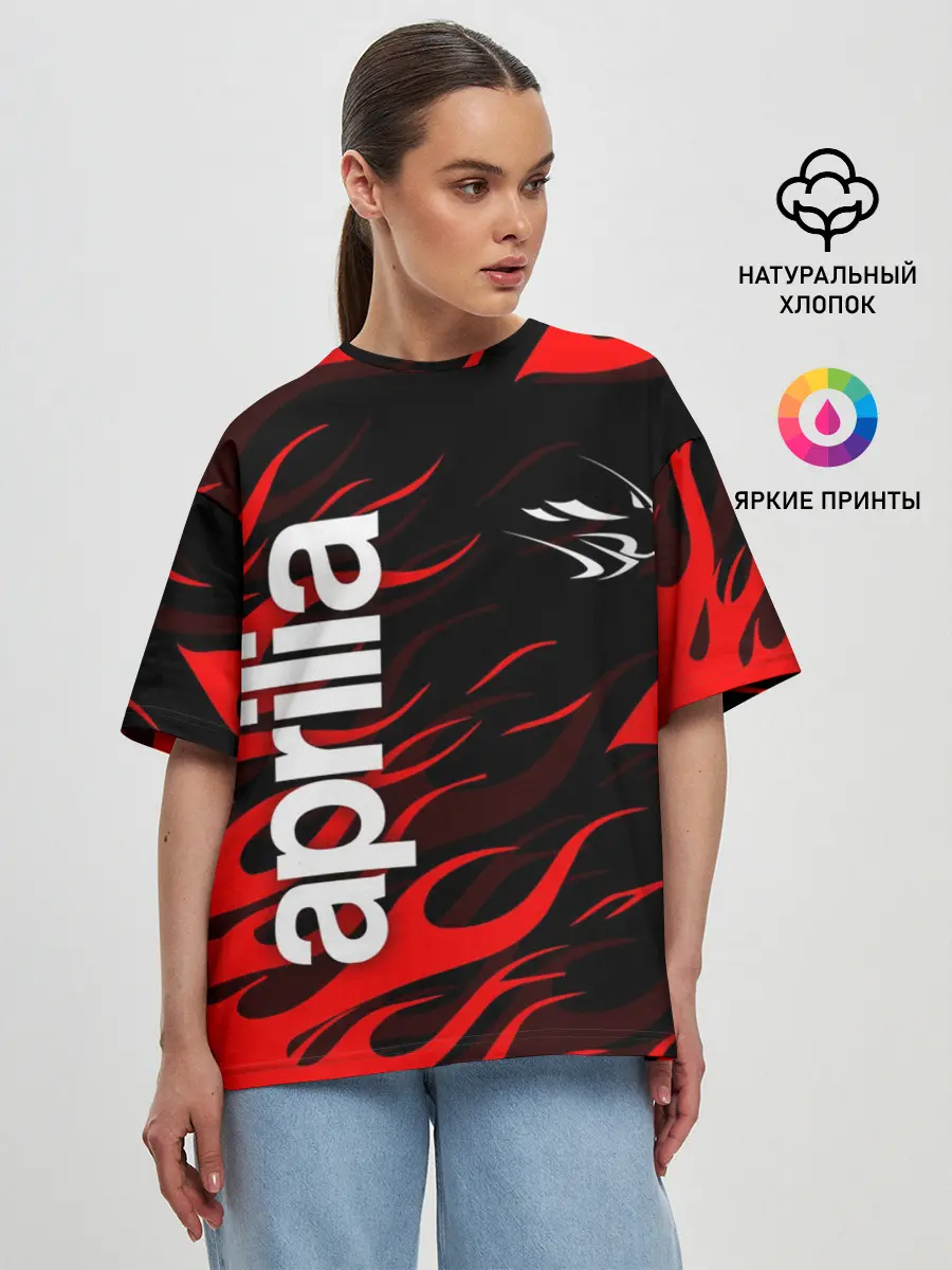 Женская футболка оверсайз / APRILIA / АПРИЛИЯ / MOTO