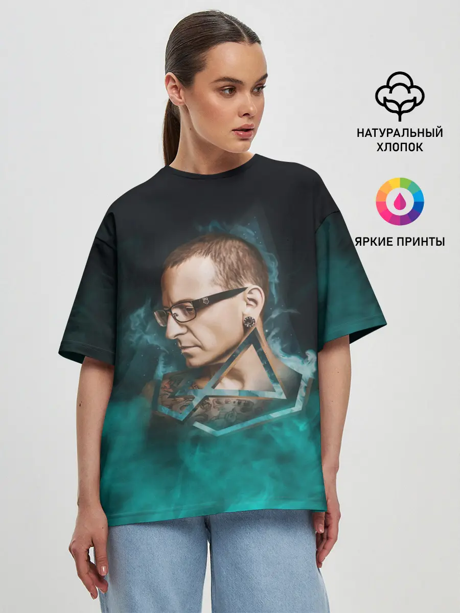 Женская футболка оверсайз / CHESTER | LINKIN PARK | ЛИНКИН ПАРК