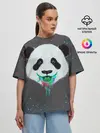 Женская футболка оверсайз / Панда Краски Брызги