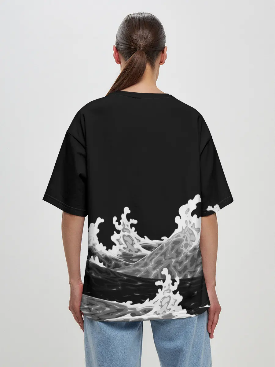 Женская футболка оверсайз / Карп Кои Волна Япония Рыба