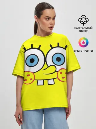 Женская футболка оверсайз / Губка БОБ