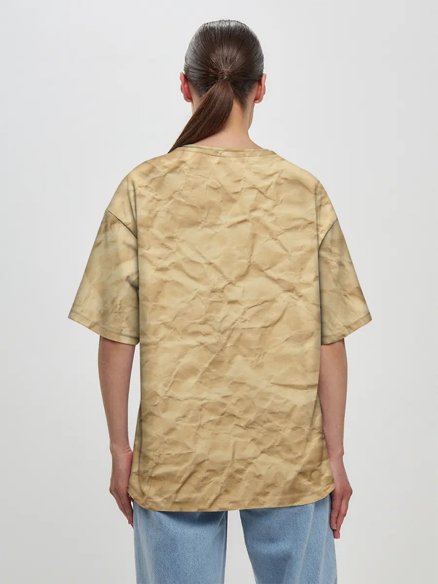 Женская футболка оверсайз / БУМАЖНАЯ ТЕКСТУРА