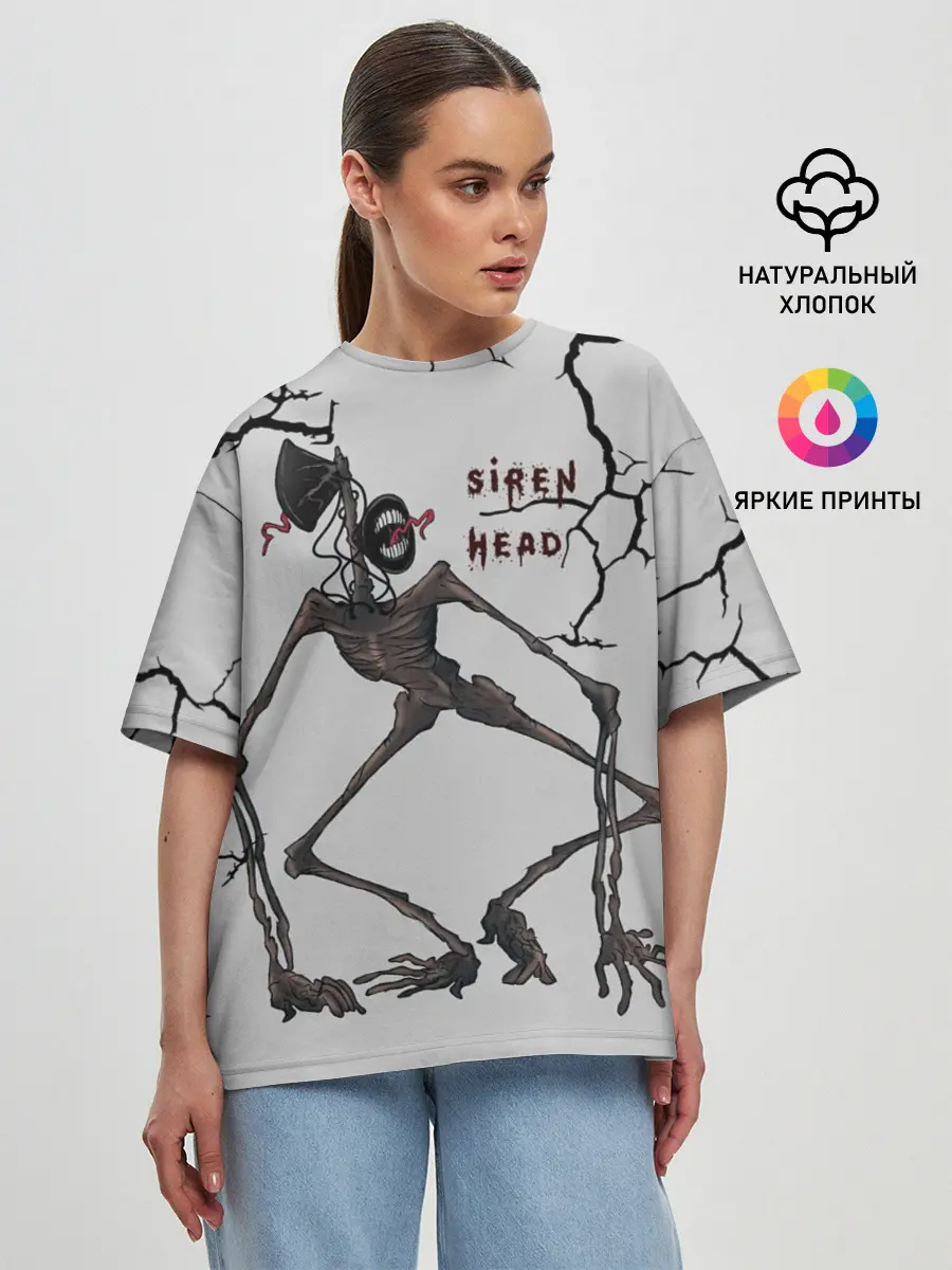 Женская футболка оверсайз / Horror | Сиреноголовый