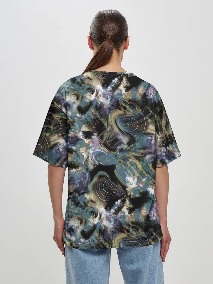 Женская футболка оверсайз / Узор для рыбака