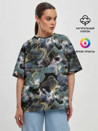 Женская футболка оверсайз / Узор для рыбака