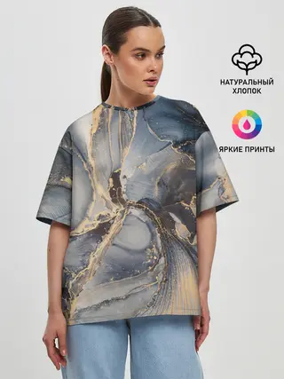Женская футболка оверсайз / Fluid art ink mix
