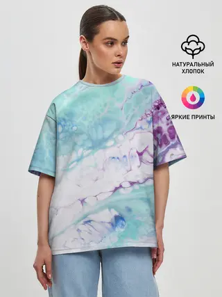 Женская футболка оверсайз / Цветная морская пена