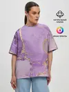 Женская футболка оверсайз / Сиреневые разводы краски