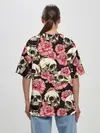Женская футболка оверсайз / Черепа и цветы