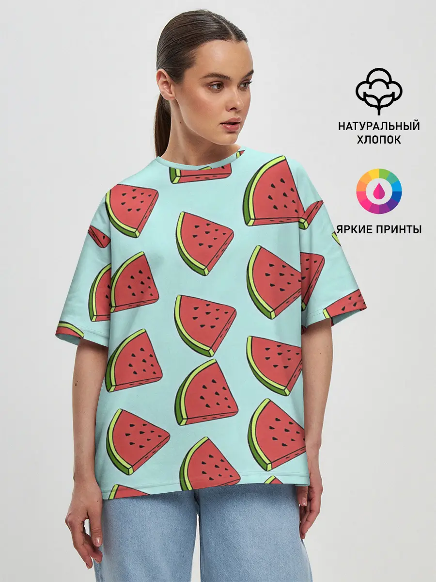 Женская футболка оверсайз / Дольки арбузов