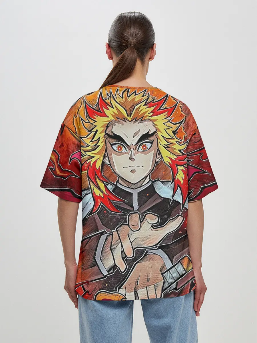 Женская футболка оверсайз / Ренгоку Клинок демонов