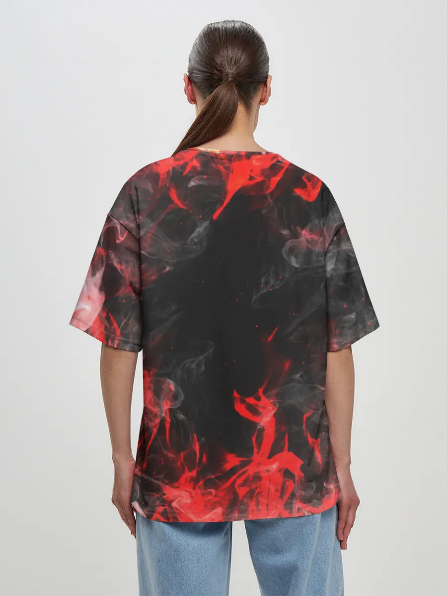 Женская футболка оверсайз / Опасный Динозавр | Red Dino