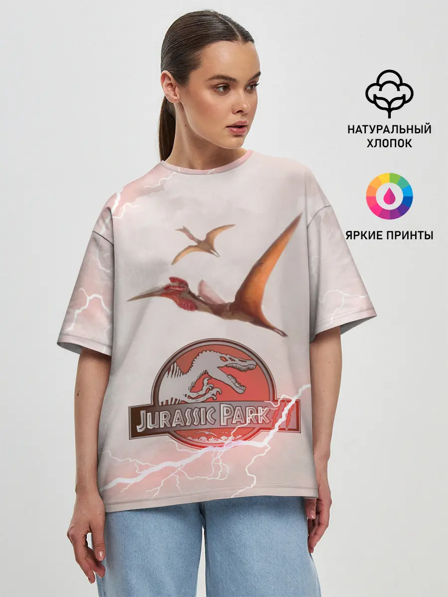 Женская футболка оверсайз / Птеродактили | Мир Юрского Периода