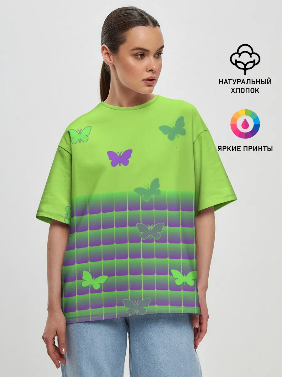 Женская футболка оверсайз / Бабочки