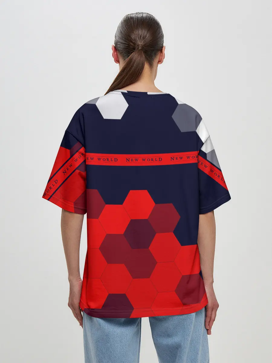 Женская футболка оверсайз / New World - Соты