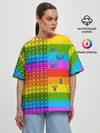 Женская футболка оверсайз / POP it вертикальная надпись