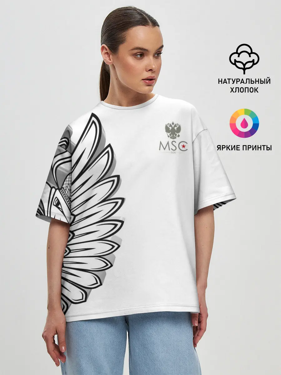 Женская футболка оверсайз / Russia | MSKSide 3D Logo