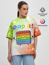 Женская футболка оверсайз / Pop It - Happy - Lightning