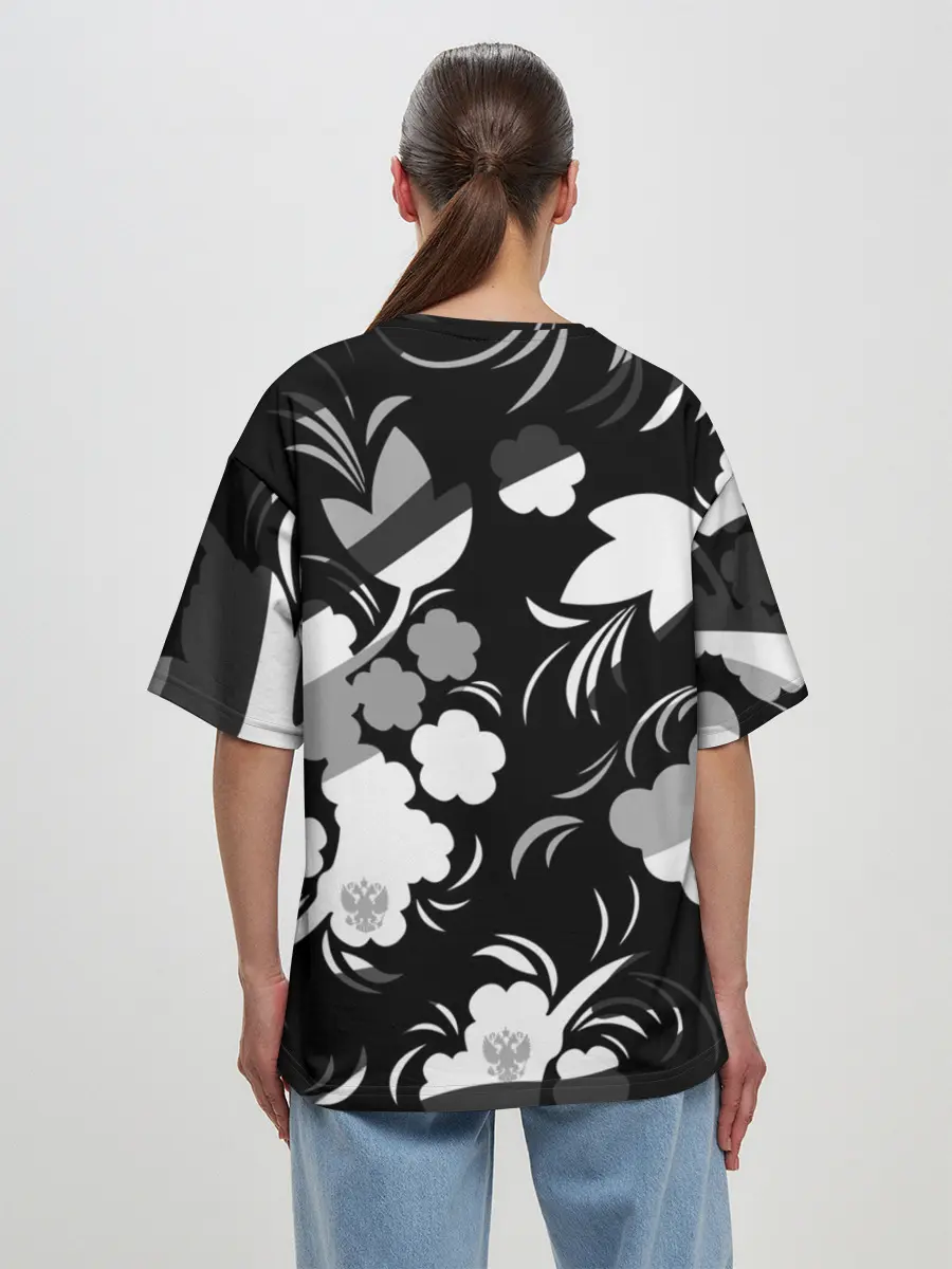 Женская футболка оверсайз / Russia | Камуфляж белый