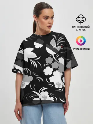 Женская футболка оверсайз / Russia | Камуфляж белый