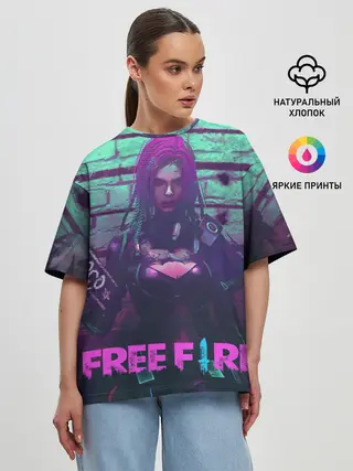 Женская футболка оверсайз / FREE FIRE