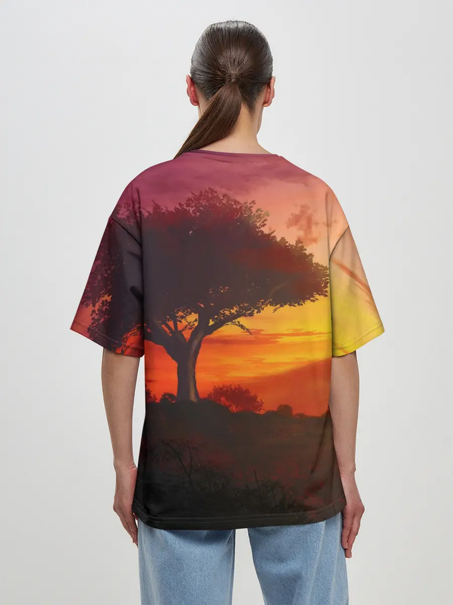 Женская футболка оверсайз / СОЛНЦЕ НАД АФРИКОЙ