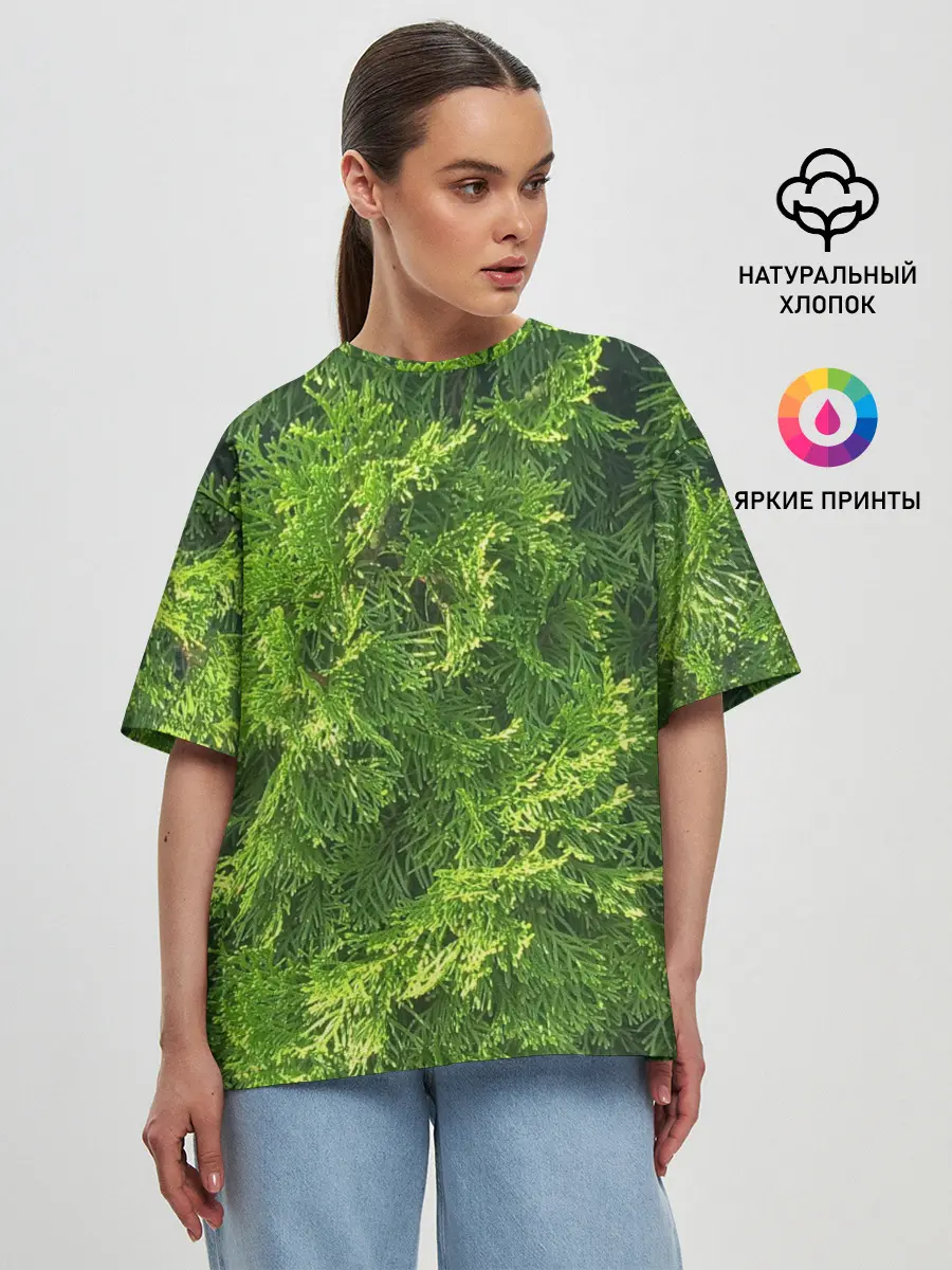 Женская футболка оверсайз / Хвойная масса