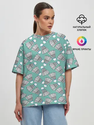 Женская футболка оверсайз / Воланы на ментоловом