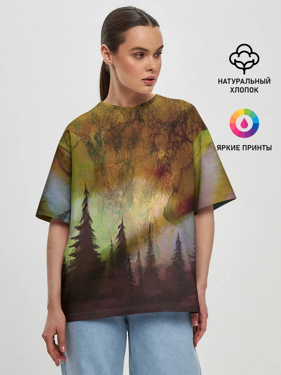 Женская футболка оверсайз / СТРАШНЫЙ ЛЕС