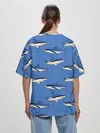 Женская футболка оверсайз / Акулы Паттерн