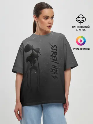 Женская футболка оверсайз / Gray Siren head