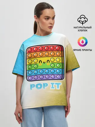 Женская футболка оверсайз / Поп Ит - Глитч