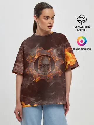 Женская футболка оверсайз / ШЕСТЕРНЯ | GEARS OF WAR